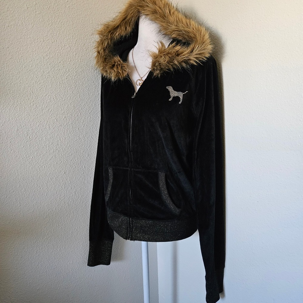 Victoria's Secret PINK OSU Faux Fur Velour Hoodie NWT